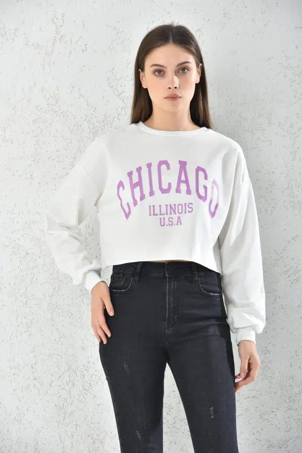 Poleron Crop Mujer Blanco Sarah&Ella-0