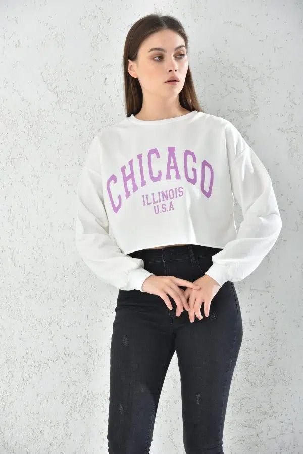 Poleron Crop Mujer Blanco Sarah&Ella-2