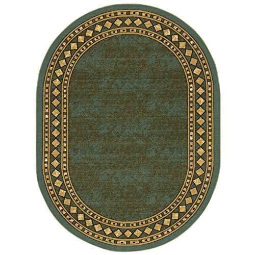 Alfombra Redonda Verde 150x150 Cm Antideslizante Con Goma -0