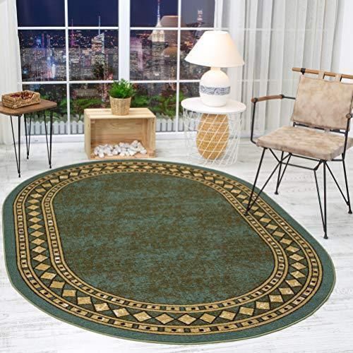 Alfombra Redonda Verde 150x150 Cm Antideslizante Con Goma -1