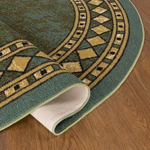 Alfombra Redonda Verde 150x150 Cm Antideslizante Con Goma -2