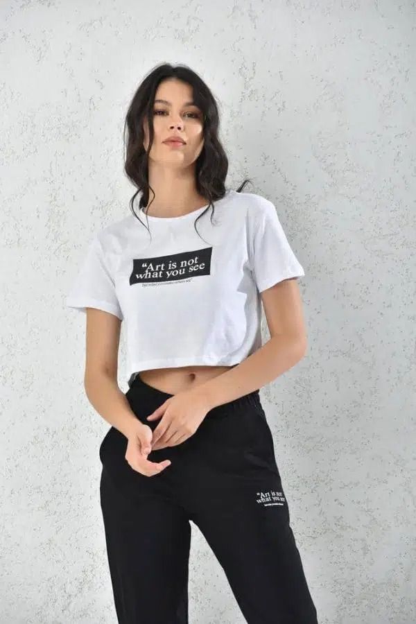 Conjunto Crop Top & Pantalon Mujer Manga Corta Sarah&Ella-0