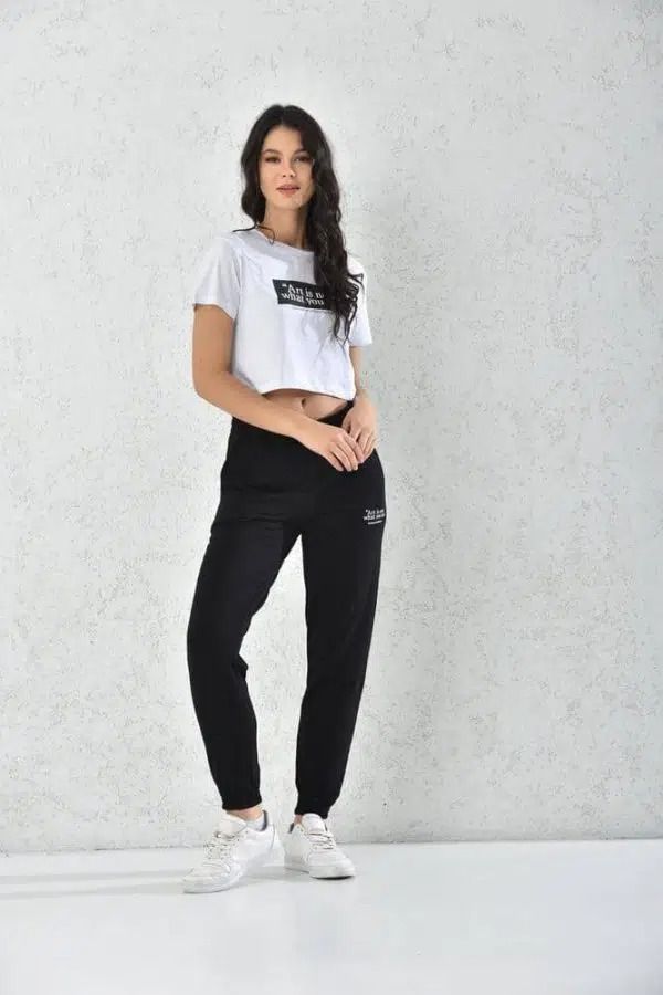 Conjunto Crop Top & Pantalon Mujer Manga Corta Sarah&Ella-1