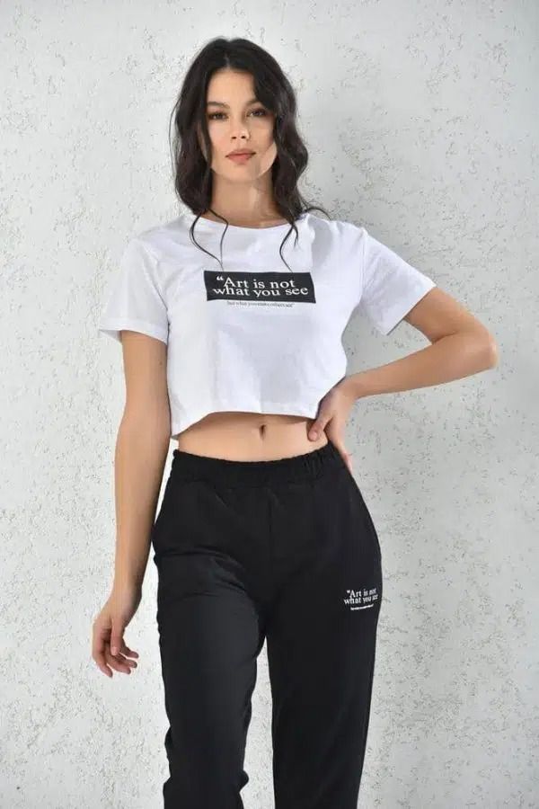 Conjunto Crop Top & Pantalon Mujer Manga Corta Sarah&Ella-3