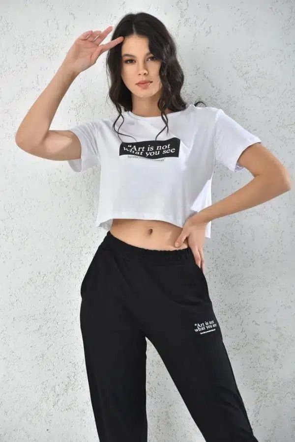 Conjunto Crop Top & Pantalon Mujer Manga Corta Sarah&Ella-4