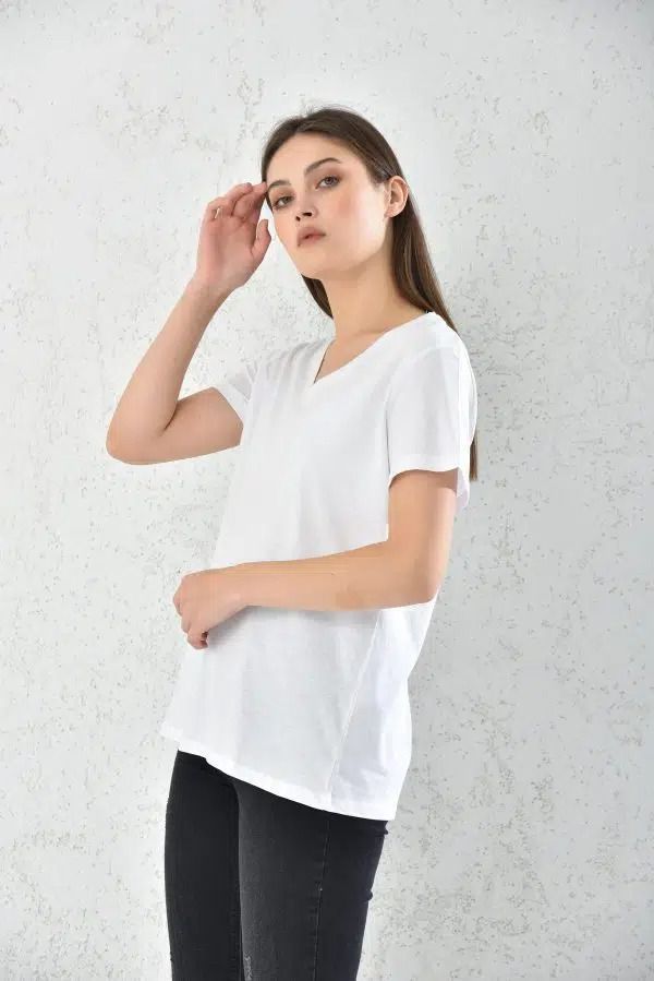 Polera Mujer Blanco Casual Manga Corta -0