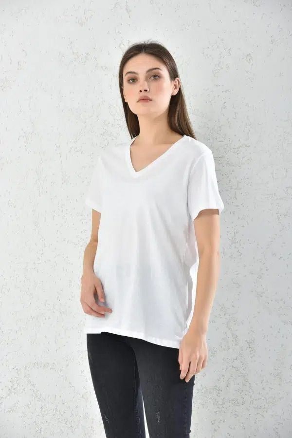 Polera Mujer Blanco Casual Manga Corta -1