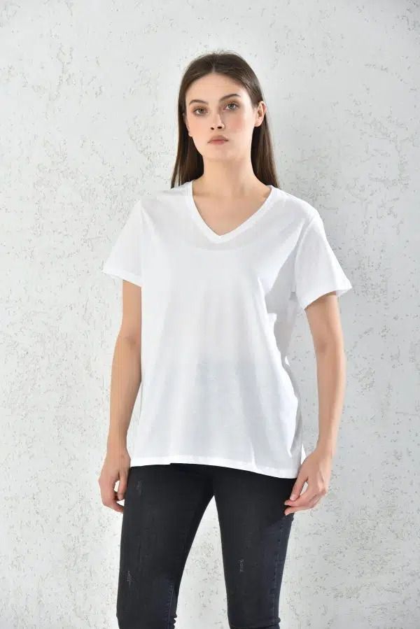 Polera Mujer Blanco Casual Manga Corta -4