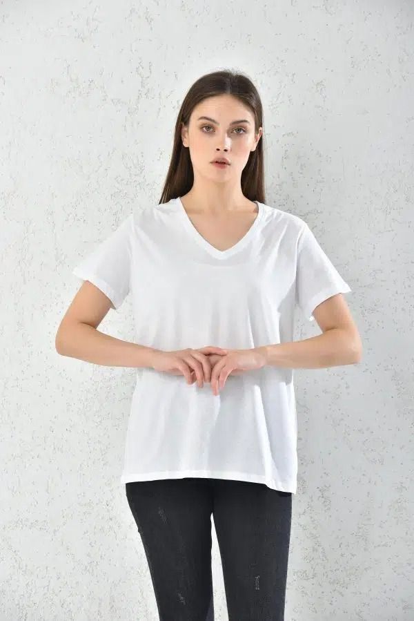 Polera Mujer Blanco Casual Manga Corta -5