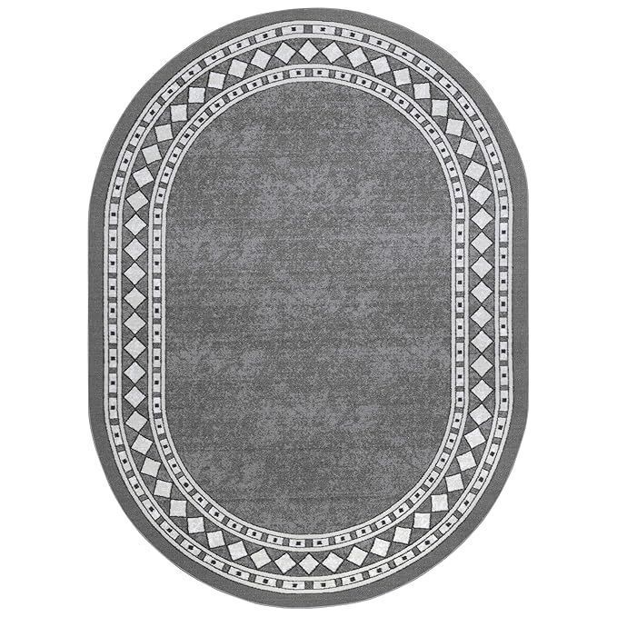 Alfombra Redonda Gris 150x150 cm Antideslizante Con Goma -0