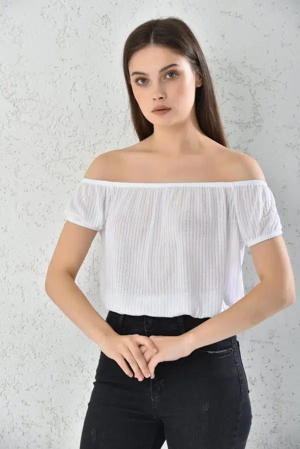 Blusa Mujer Hombros Bajos Blanca Sarah&Ella-1