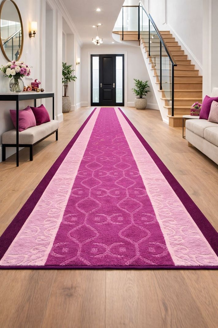 Alfombra de Pasillo Morado 67 cm x 3 metros con Goma Sin Overlock