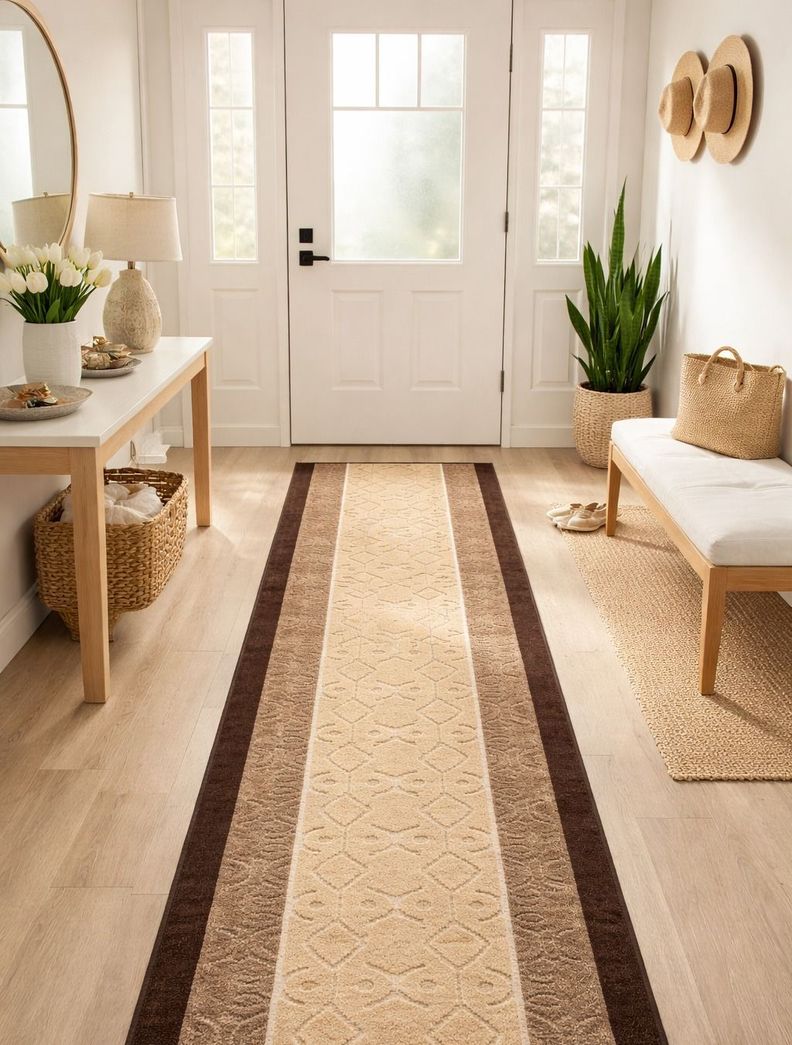 Alfombra Pasillo Cafe 67 cm x 7 metros con Goma Sin Overlock