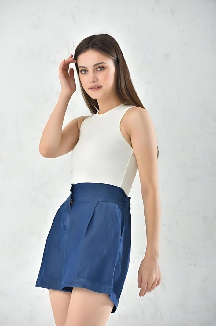 Short Denim Mujer Azul Holgado Sarah&Ella-0