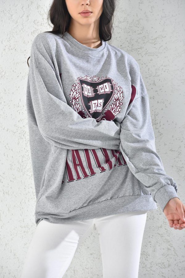 Poleron Oversize Mujer Gris Sarah&Ella-1