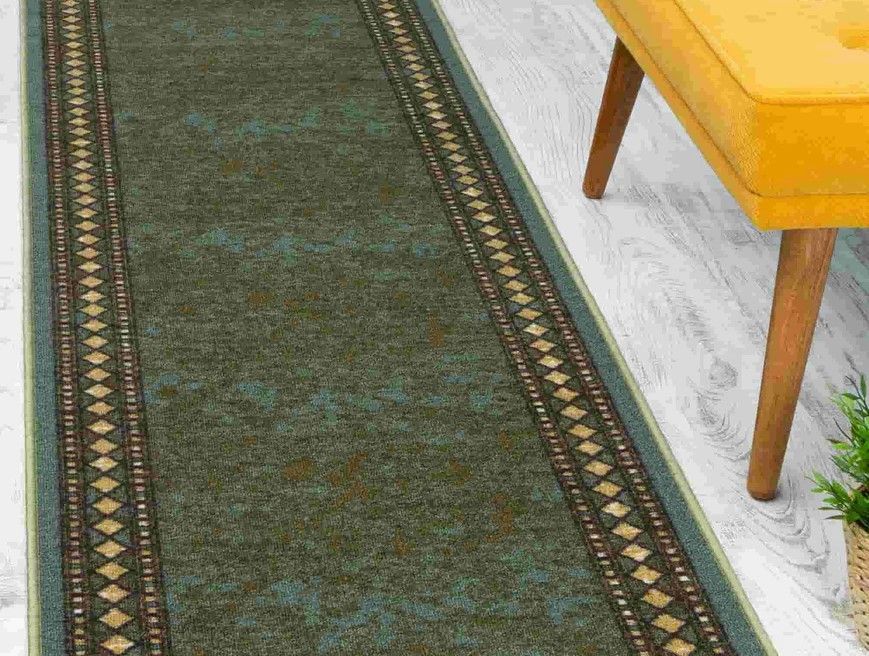 Alfodia Alfombra de Pasillo Verde 70 cm x 3 metros con Goma Sin Overlock-0