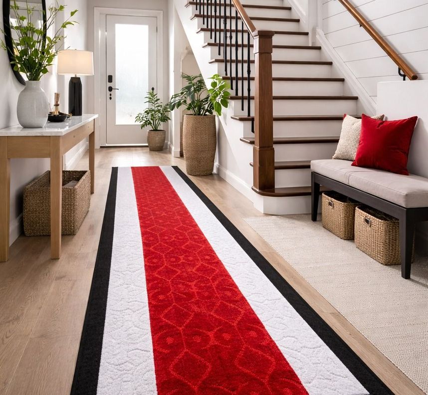 Alfombra de Pasillo  Antideslizante 67 cm x 5 metros Rojo Sin Overlock