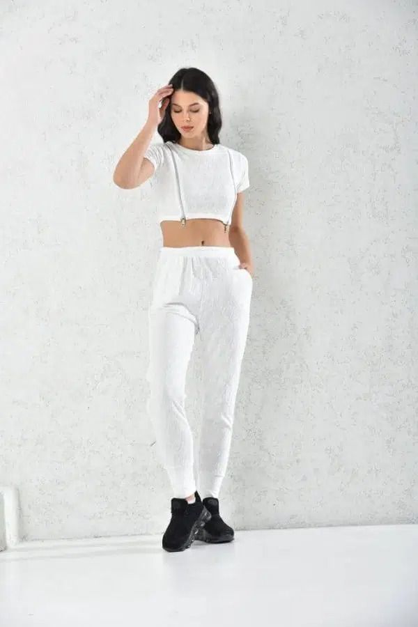 Conjunto PantalonDeportivo Mujer Blanco Abierto Sarah&Ella-3