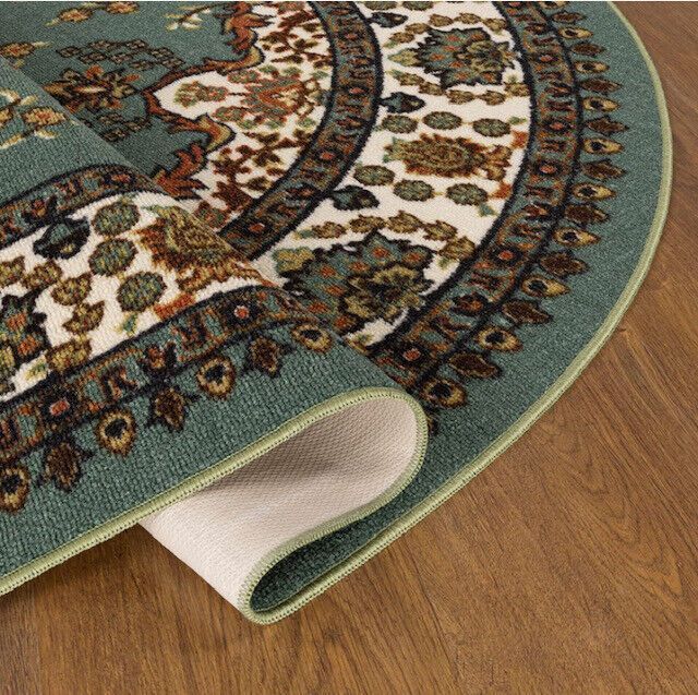 Alfombra Alfodia Redonda Verde 150x150 Cm Antideslizante -2