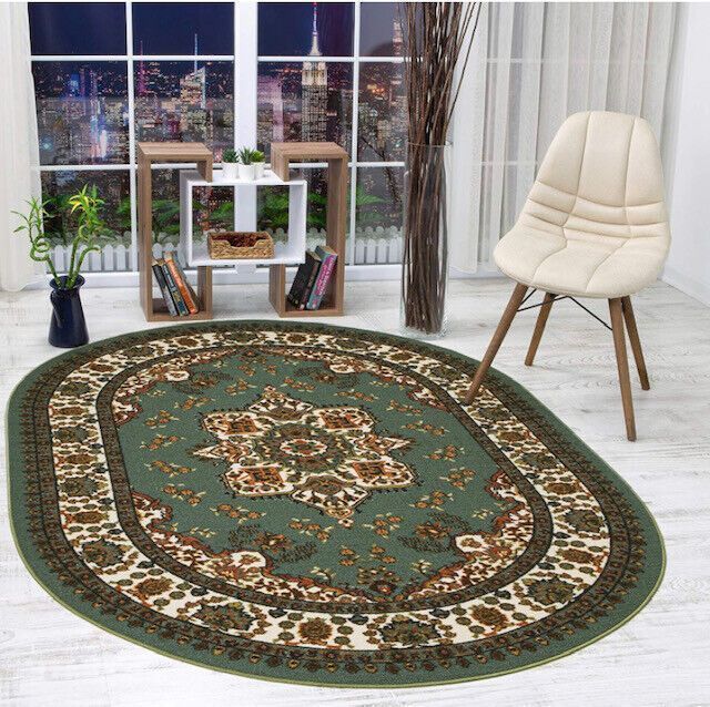 Alfombra Alfodia Redonda Verde 150x150 Cm Antideslizante -0