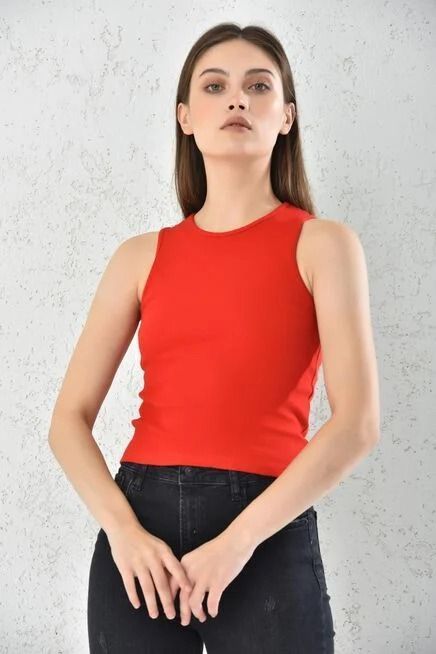 Polera Sin Manga Rojo para Mujer-5