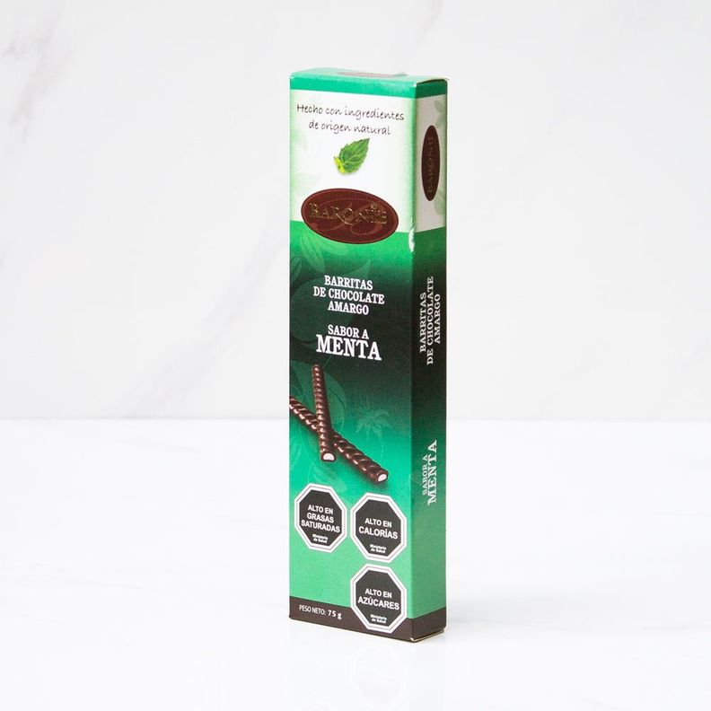Chocolate amargo menta stick Baronie 75 grs-0