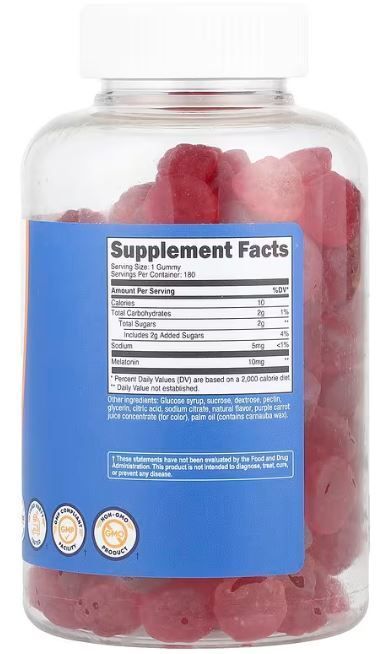 Melatonina 10mg 180 gomitas sabor frutilla - Marca Nutricost-1
