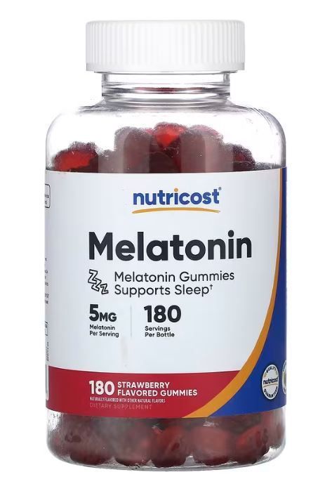 Melatonina 5mg 180 gomitas sabor frutilla - Marca Nutricost-0