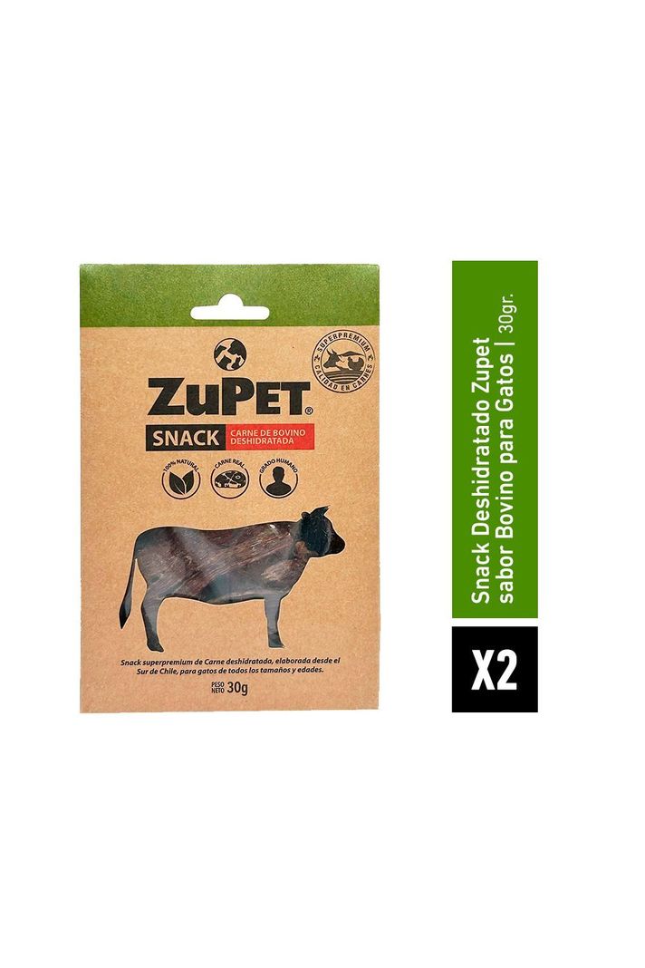 Pack X2 Snack Gato Zupet Deshidratado Vacuno 30 gr-0