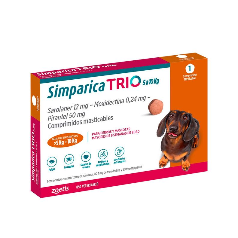 Simparica Trio Antiparasitario X1 Comp Perros 5 - 10 Kg-0