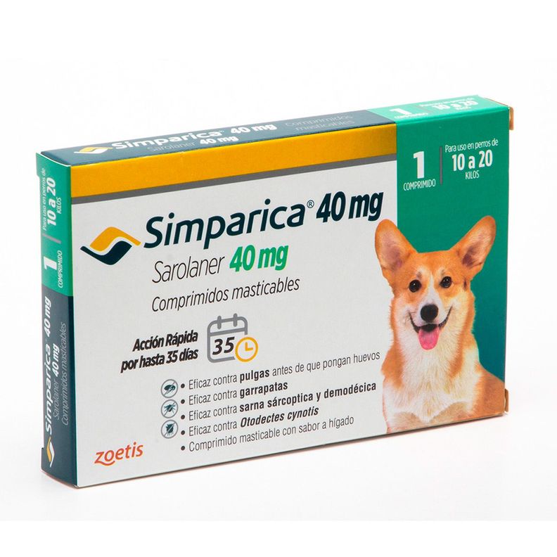 Simparica Anti-parasitario 40 Mg X1 Comp Perros 10 - 20 Kg