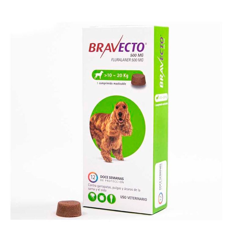 Bravecto Antiparasitario Perros 500 Mg 10-20 Kg-1
