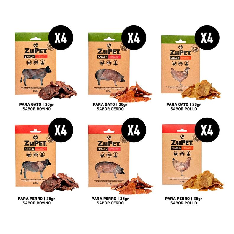 Snack Perro y Gato Zupet Deshidratado Pack 6X4-1