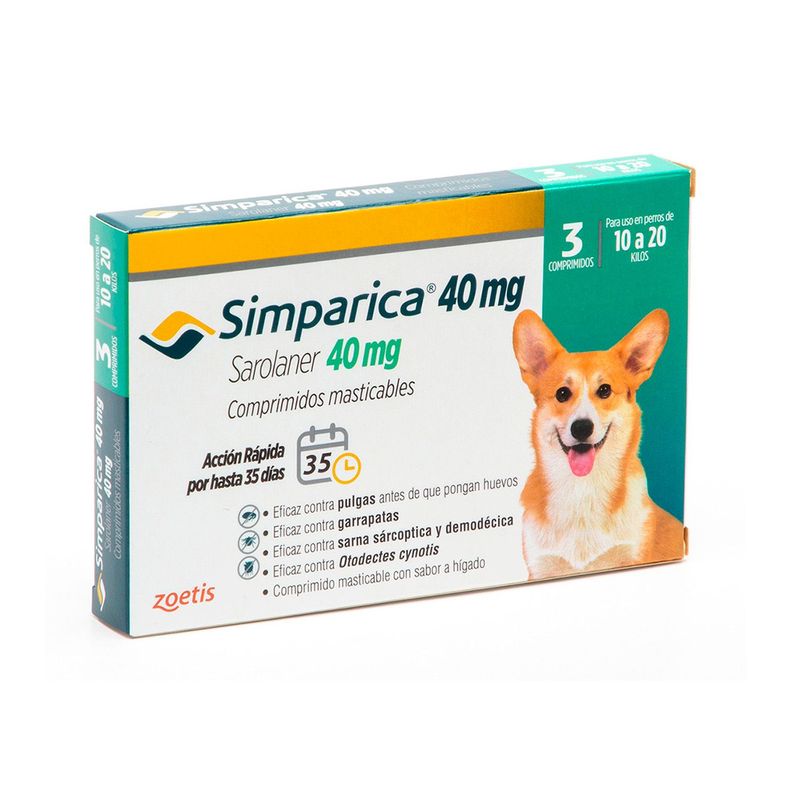 Simparica Antiparasitario  40 Mg X3 Comp 10 - 20Kg-0
