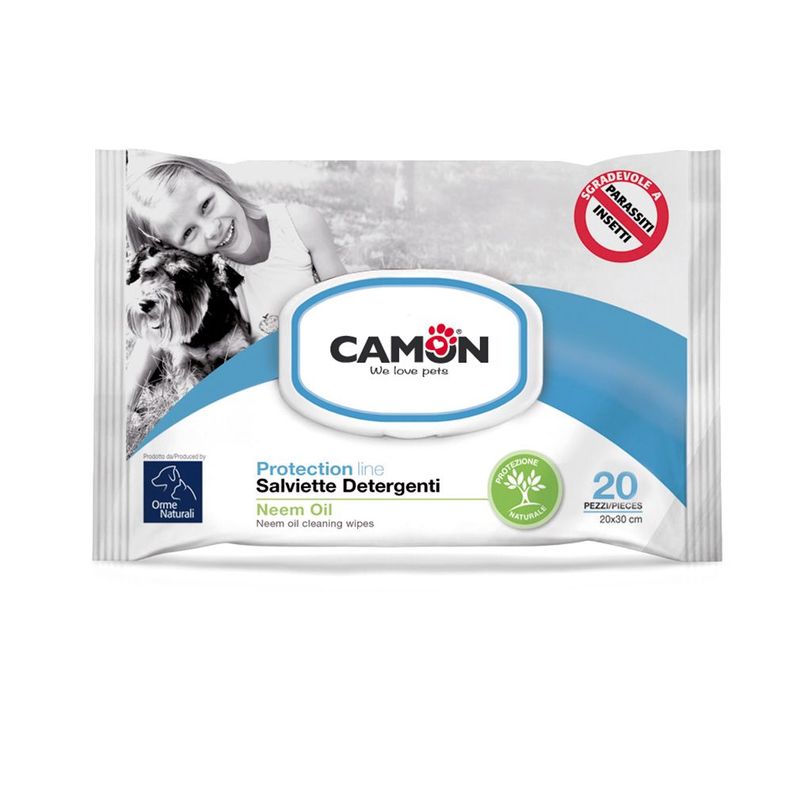 Toallitas Humedas Camon Aceite de Neem Perros y Gatos 20un