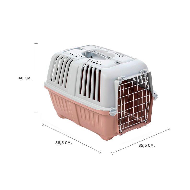 Jaula Transporte Mascotas Pratiko Metal 3 Rosa Opaco MPS-1