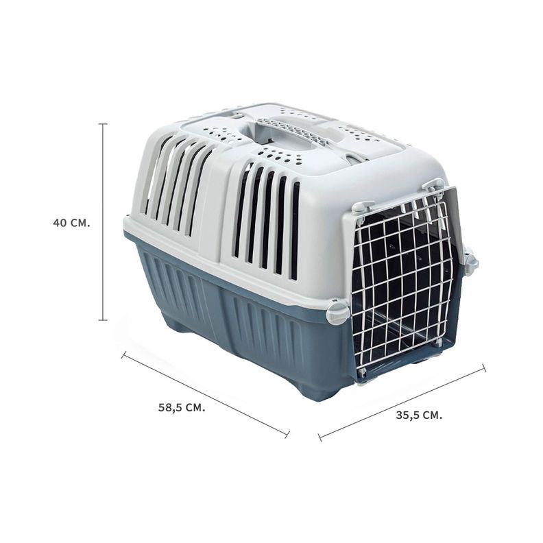 Jaula Transporte Mascotas Pratiko Metal 3 Azul Opaco MPS-1