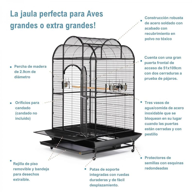 Jaula Premium Aves Guacamayos(200 X 91.44 X 116.8 CM)PREVUE-3
