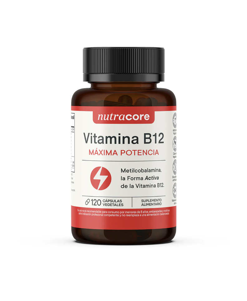 Vitamina B12 maxima potencia 12 mcg, 120 caps, NutraCore