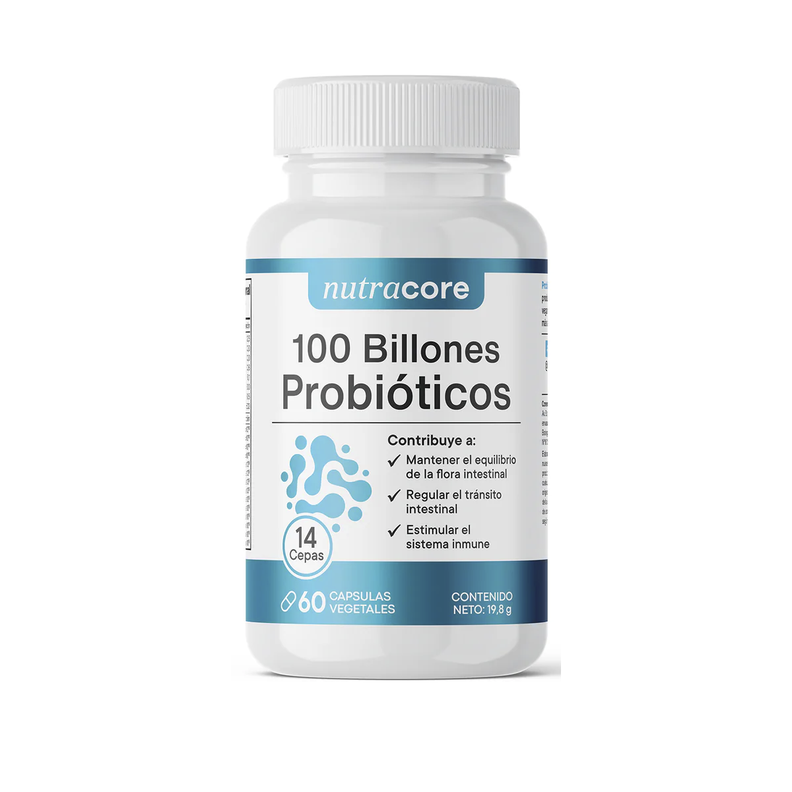 Probioticos 100 Billones 14 Cepas, 60 capsulas, NutraCore