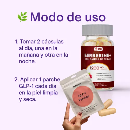 glp 1 para que sirve parches Pack Berberina + Parches Glp-1 Metabolismo Y Apetito Sin Sabor