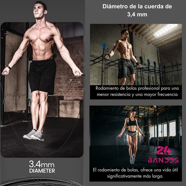 Cuerda para saltar crossfit ajustable con rodamiento + Bolso-3