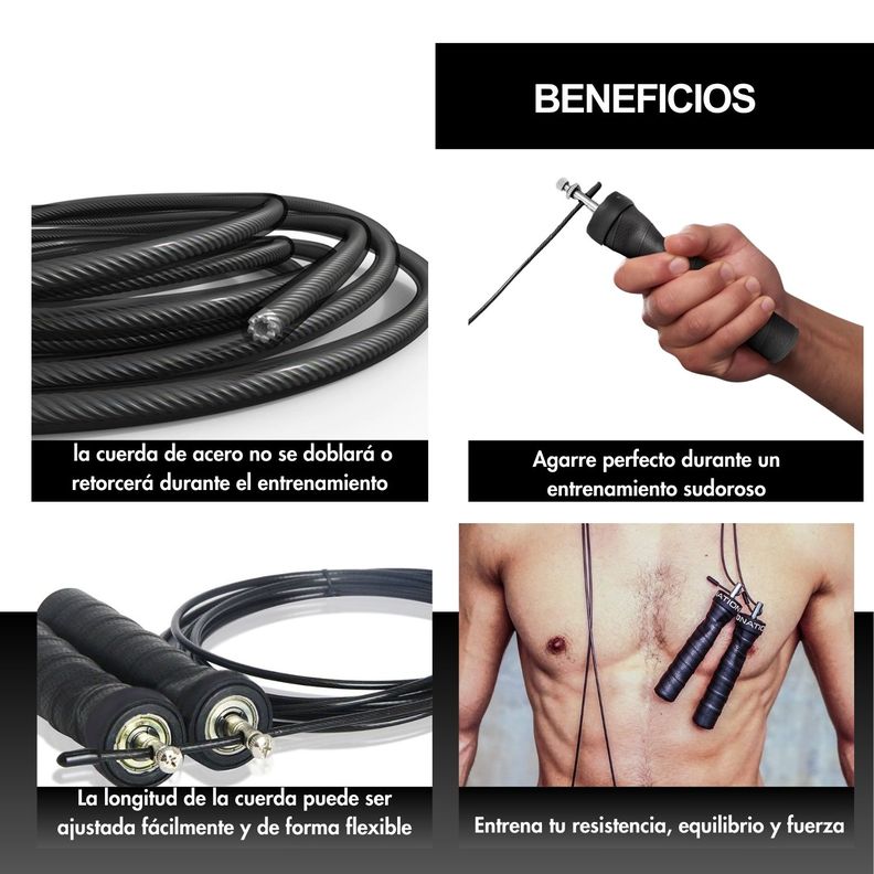 Cuerda para saltar crossfit ajustable con rodamiento + Bolso-4