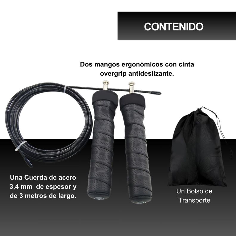 Cuerda para saltar crossfit ajustable con rodamiento + Bolso-8