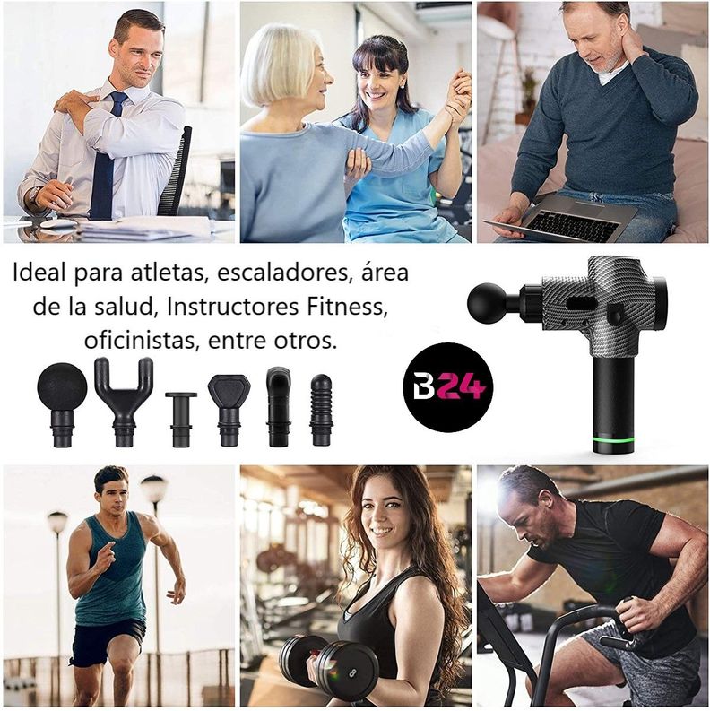 Masajeador Muscular Pistola Profesional Kine 6 Cabezal-4