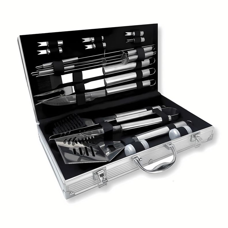 Set Parrillero Asado Barbacoa 18 Pcs En Maleta Kit Parrilla-0