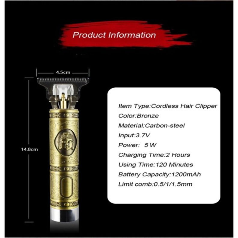 Maquina Cortadora Pelo Metálica Recargable Usb Profesional-4