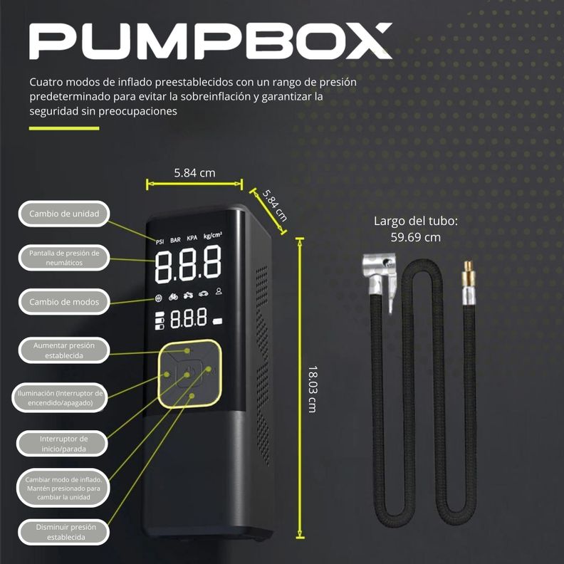 Compresor de Aire para Auto Digital a Batería 12v + Linterna-1