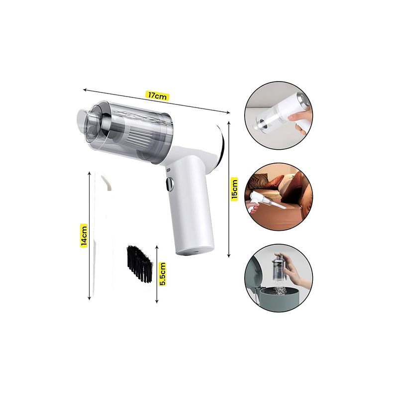Kit Aspiradora Pistola Portátil Inalámbrica Auto Hogar 120w-4