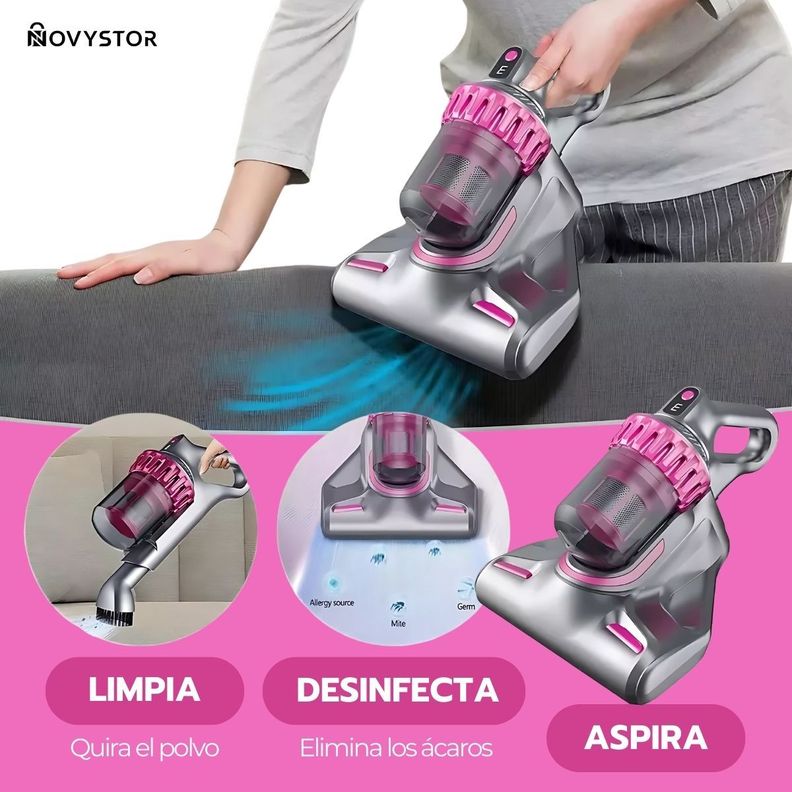 Aspiradora de Ácaros 4en1 Inalámbrica con Luz UV Portátil-7